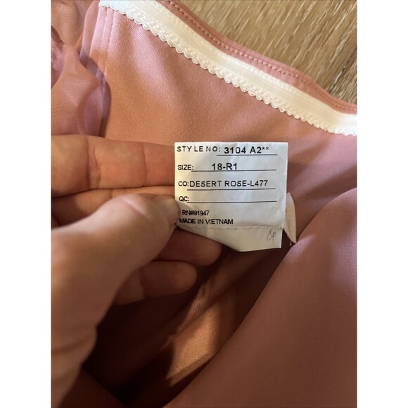 Dessy Collection Convertible Neck Long Sleeve Chiffon Gown Desert Rose Size 18 R - Picture 4 of 7